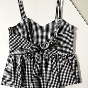 1901 Black and White gingham whimsy, preppy, tie waist Camisole medium